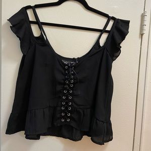 Killstar Lace Up Off-Shoulder Crop Top
